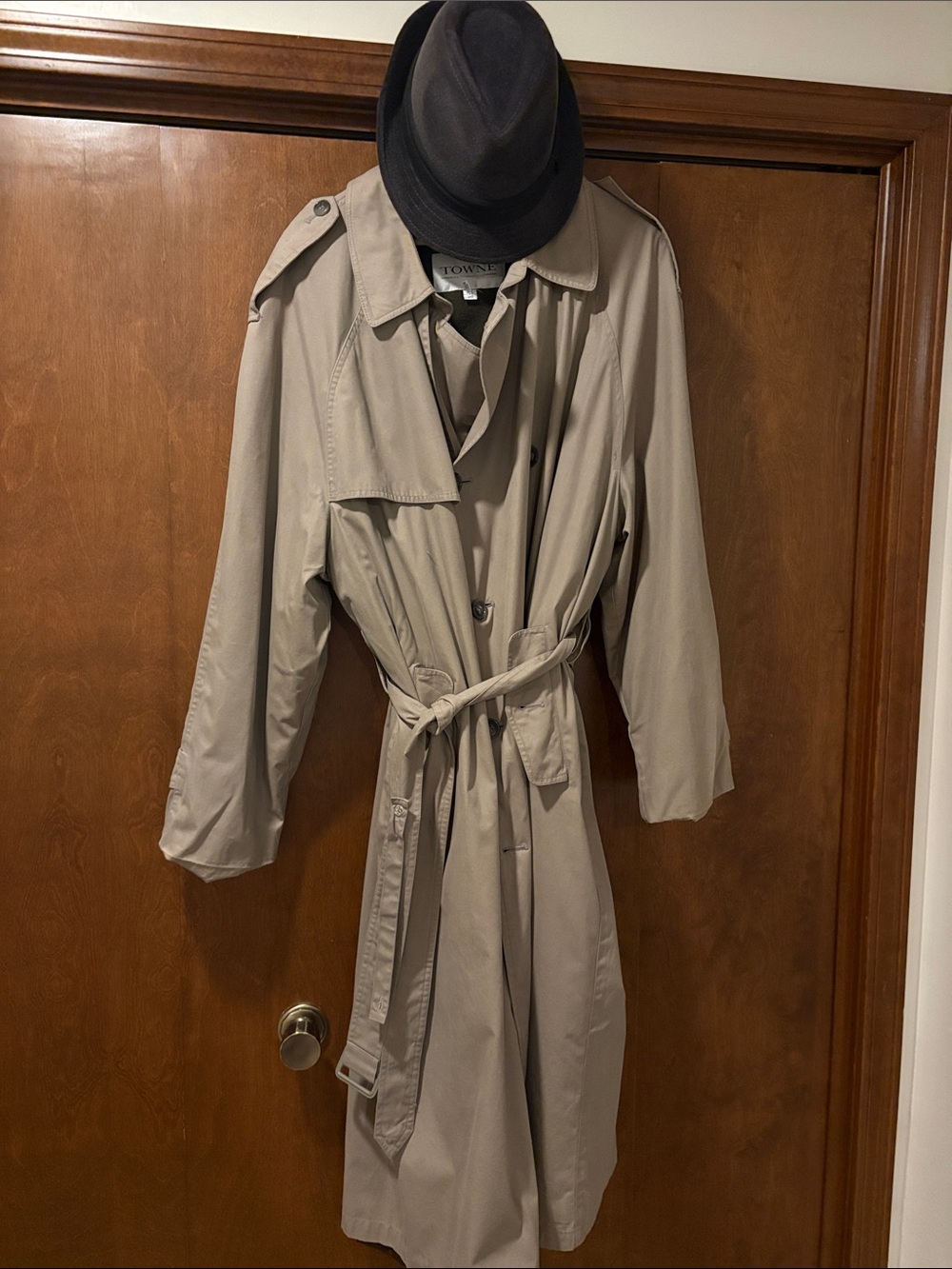 London Fog Men's Double-Breasted Trench Coat in Taupe